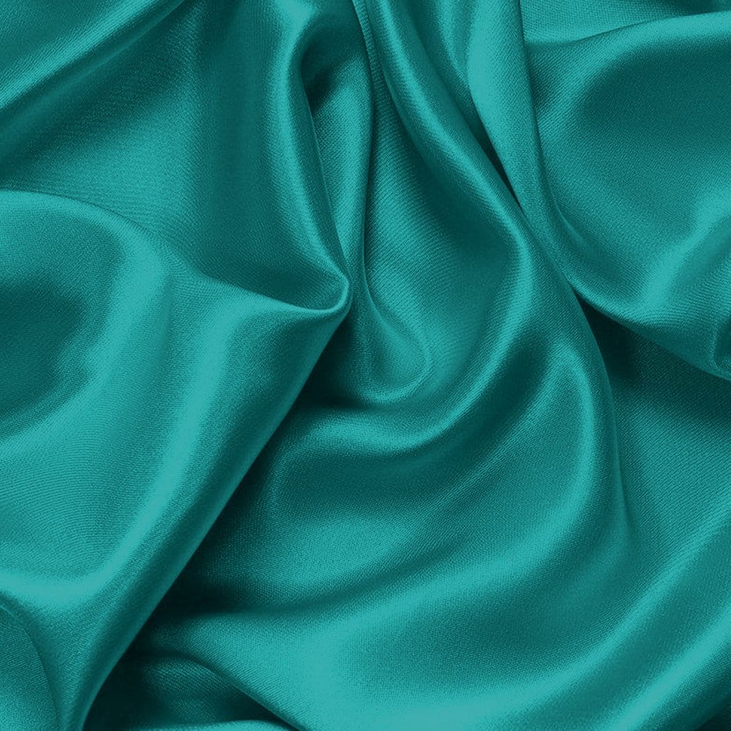 Dreamz Bed Sheets Silk Satin Quilt Duvet Cover Set in Single Size in Teal Colour
