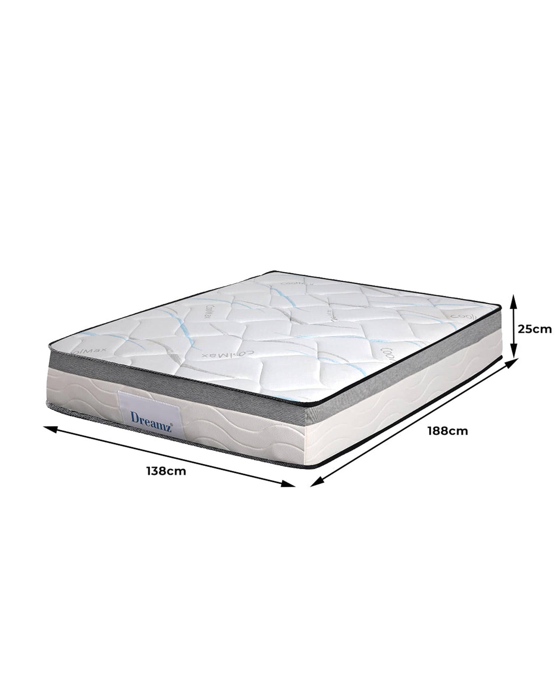 Dreamz Mattresses Top Pocket Spring Medium Firm Premium Foam 25CM - Double