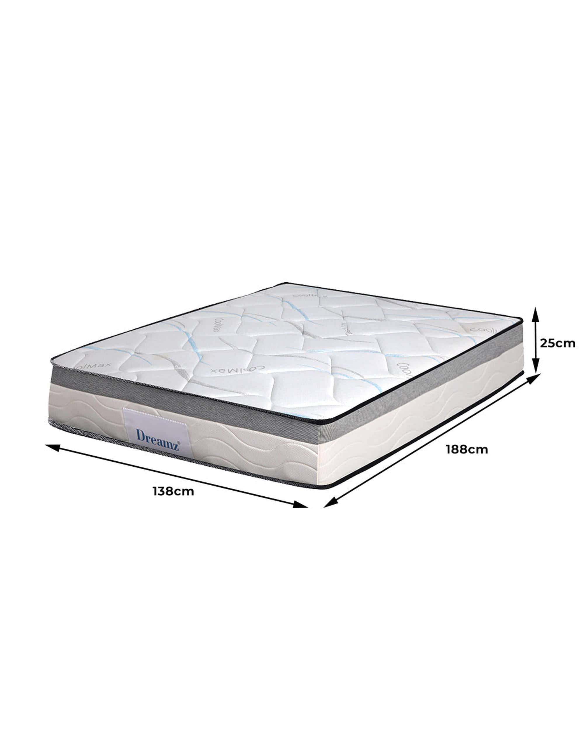 Dreamz Mattresses Top Pocket Spring Medium Firm Premium Foam 25CM - Double