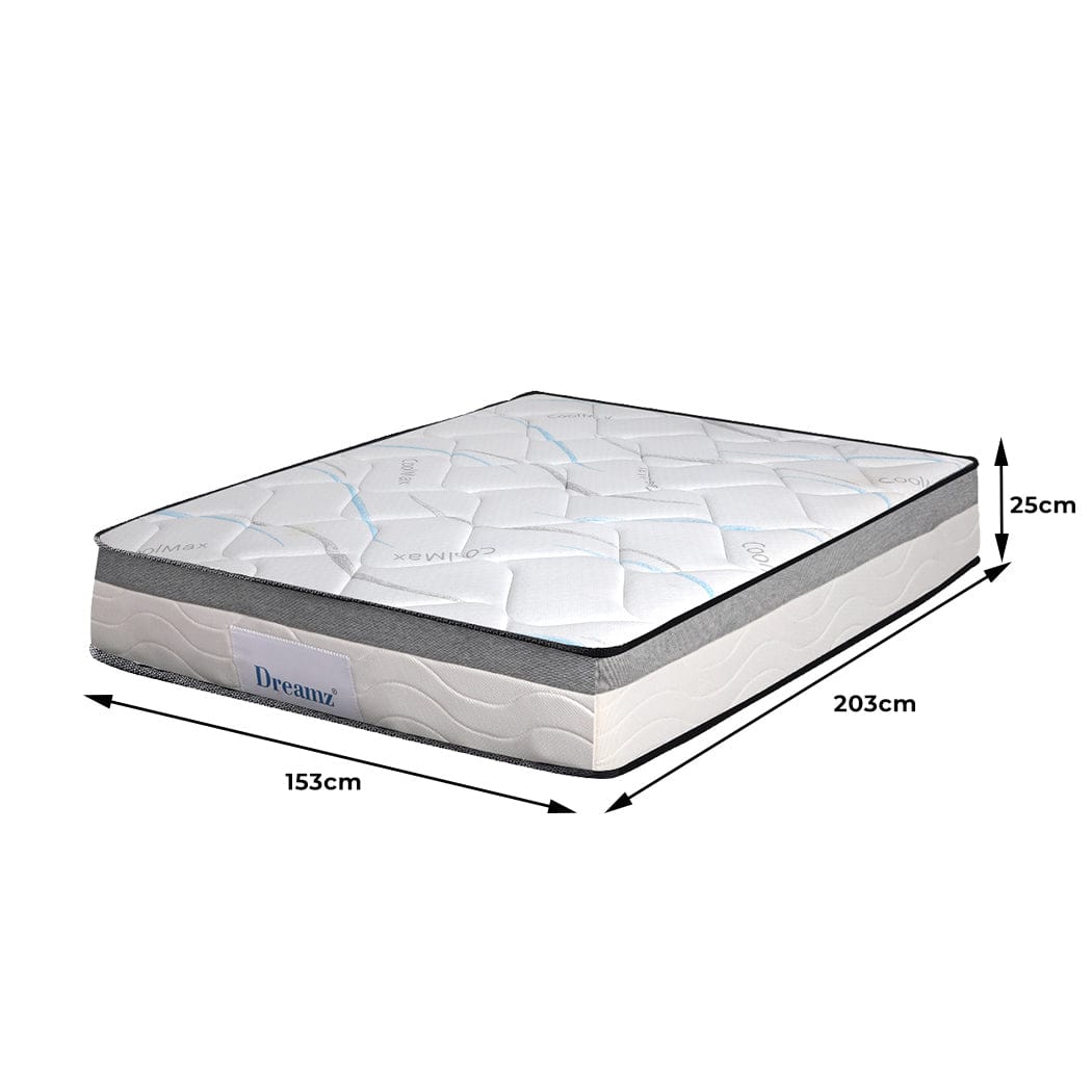 Dreamz Mattresses Top Pocket Spring Medium Firm Premium Foam 25CM - Queen
