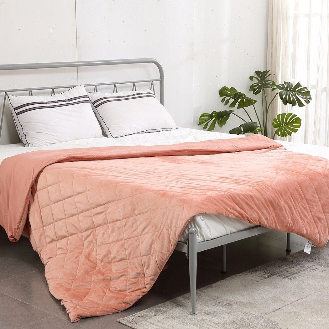 Dreamz Weighted Blanket Weighted Blanket 12KG Heavy Gravity Deep Relax Adults Cotton Cover Pink