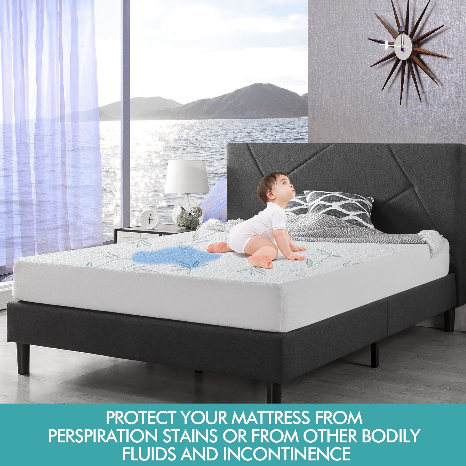 Fitted Waterproof Mattress Protector with Bamboo Fibre Cover Queen Size Dreamz