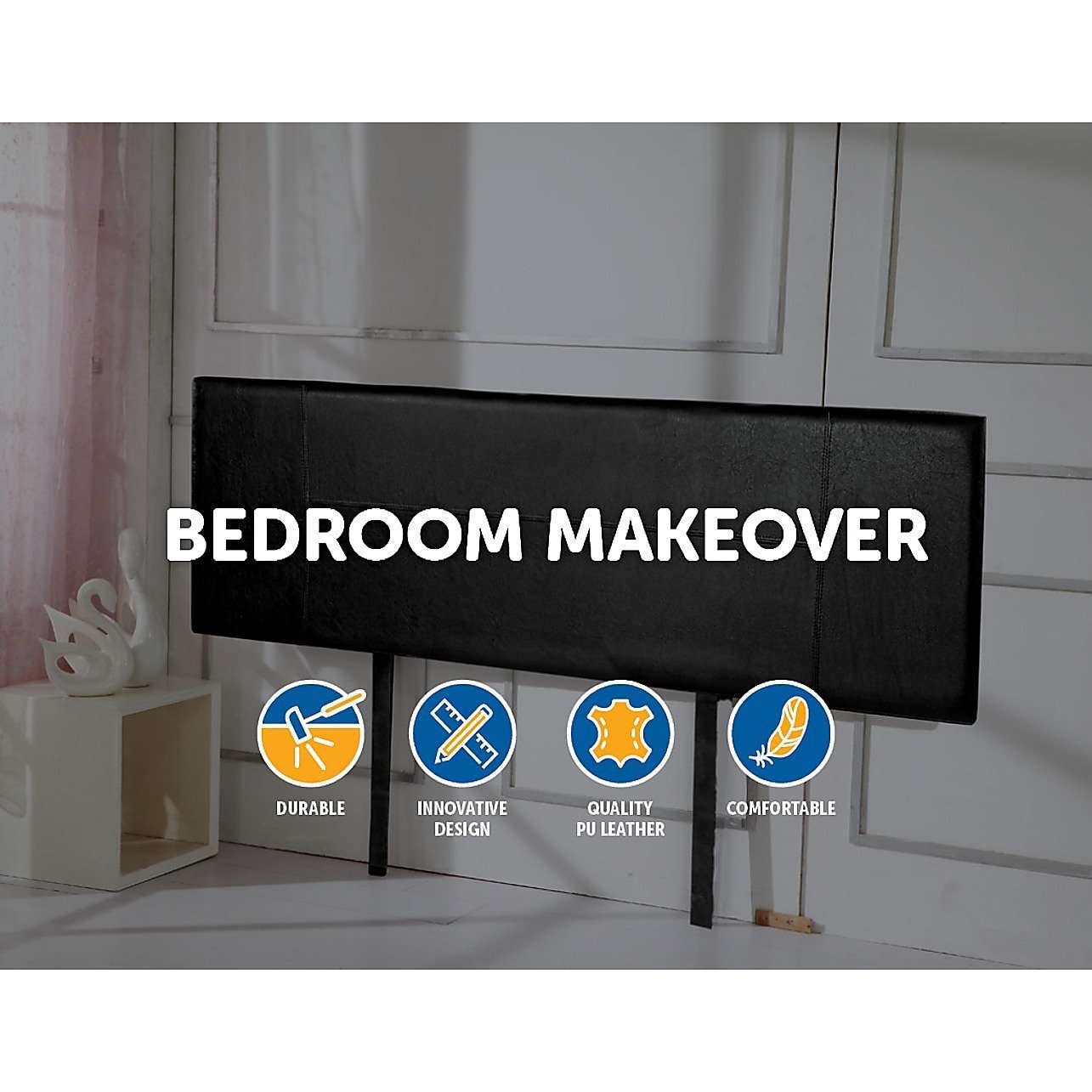 Modern PU Leather Bedhead - 3 Colours Palermo