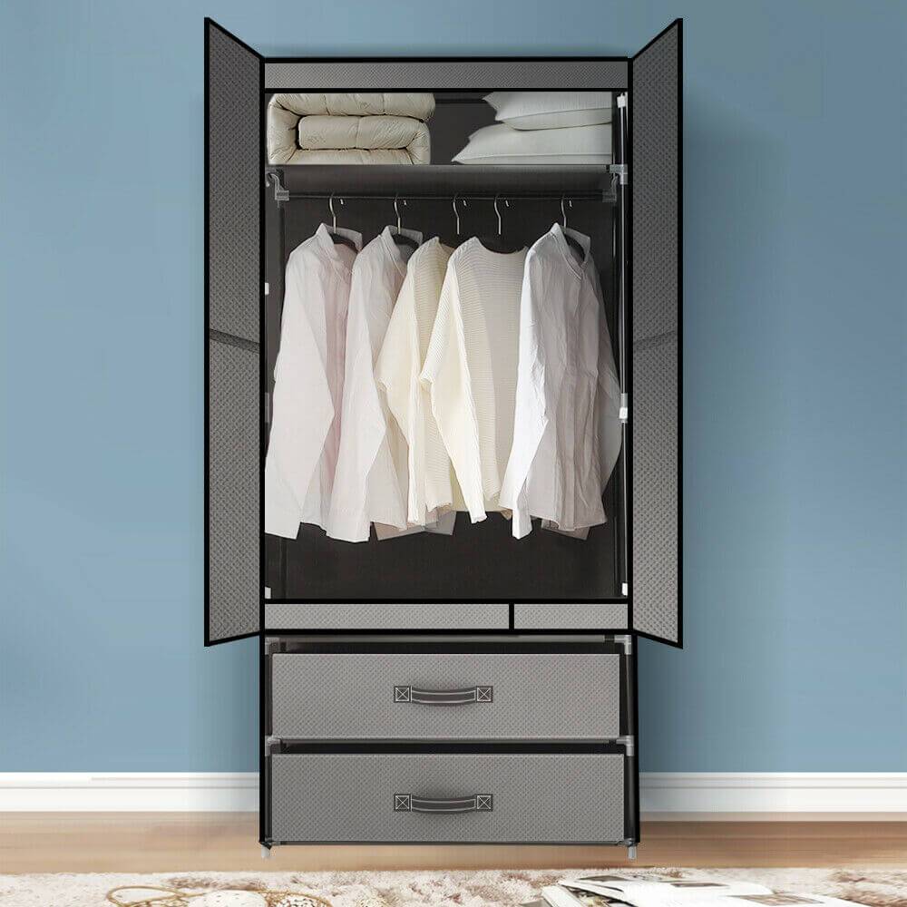 Portable Wardrobe Clothes Closet Storage Cabinet Organiser Unit Shelf Levede
