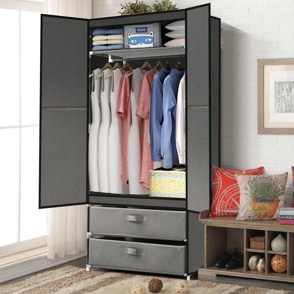 Portable Wardrobe Clothes Closet Storage Cabinet Organiser Unit Shelf Levede
