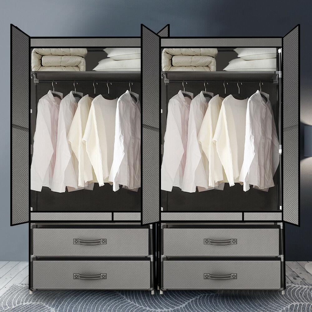 Portable Wardrobe Clothes Closet Storage Cabinet Organiser Unit Shelf Levede