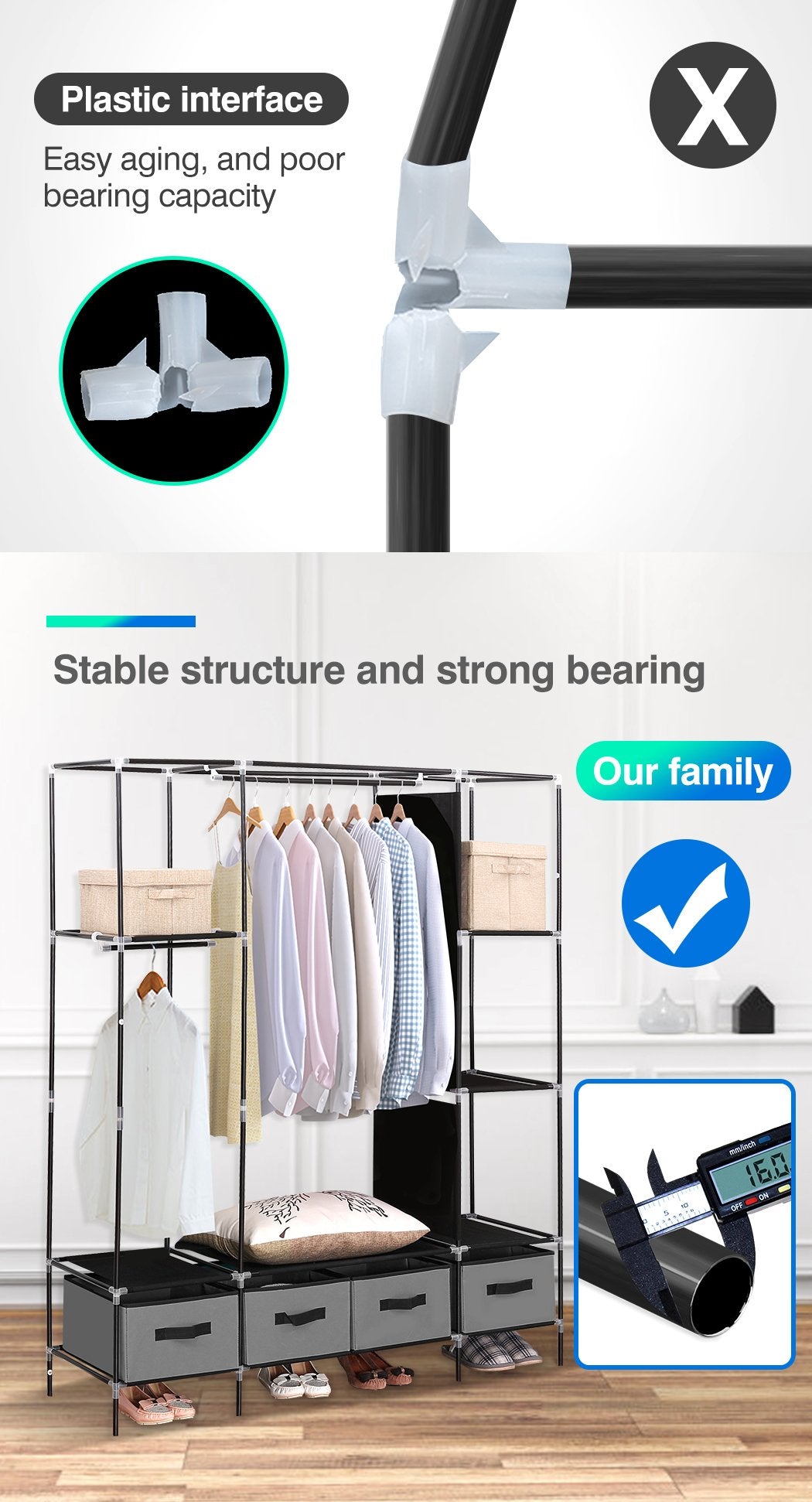 Portable Wardrobe 4 Drawers Large Storage Cabinet Organiser Shelf Rack Levede