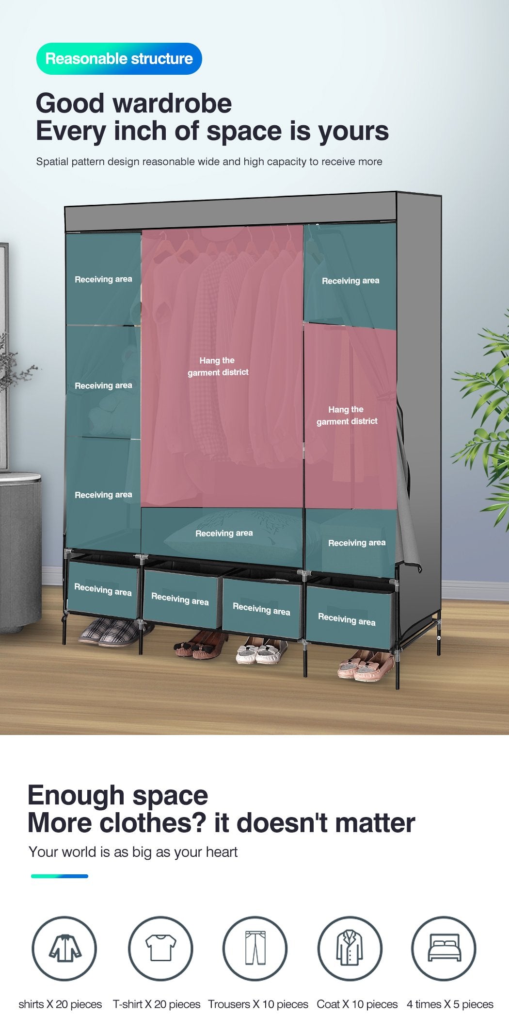 Portable Wardrobe 4 Drawers Large Storage Cabinet Organiser Shelf Rack Levede