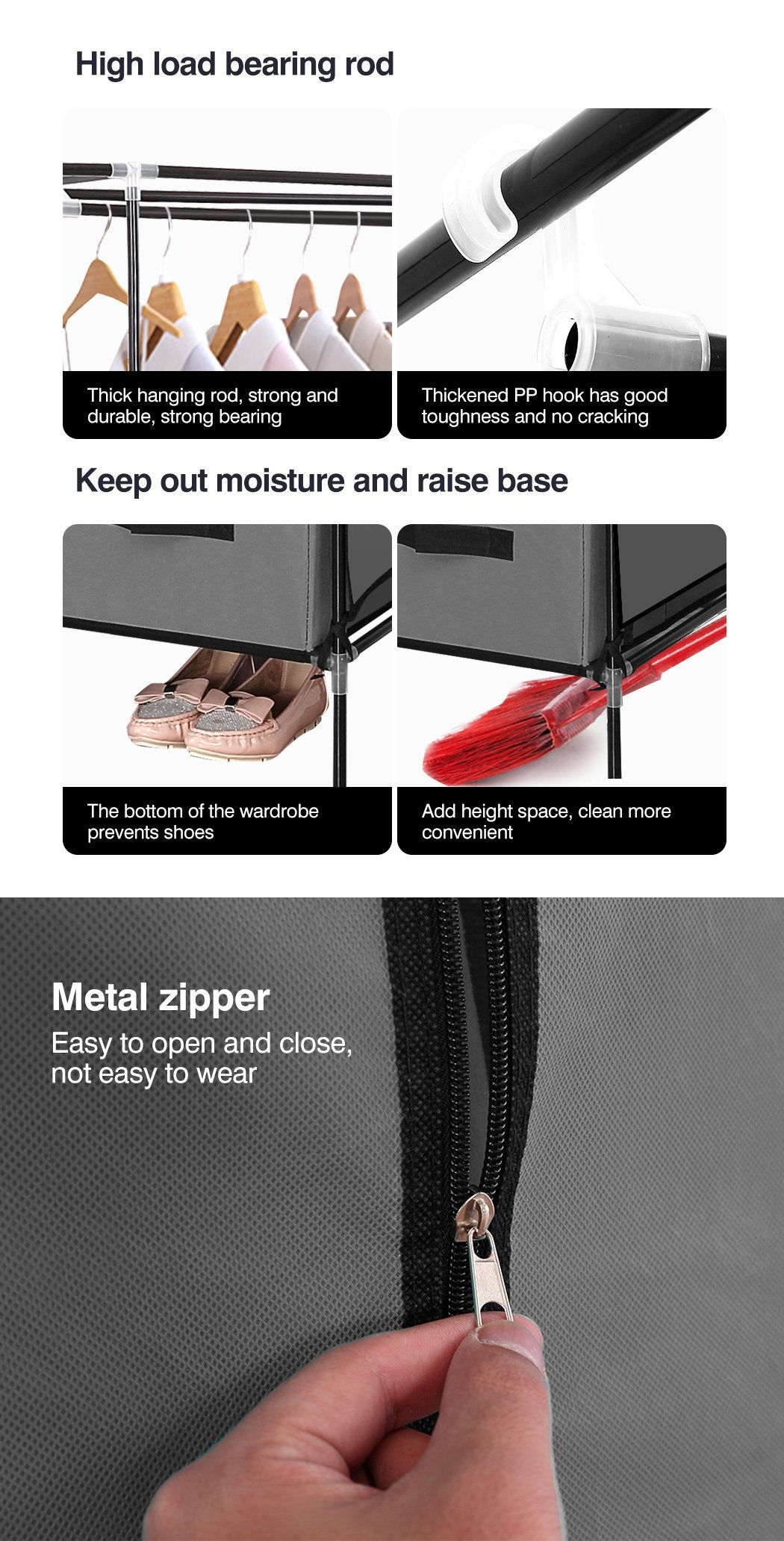 Portable Wardrobe 4 Drawers Large Storage Cabinet Organiser Shelf Rack Levede