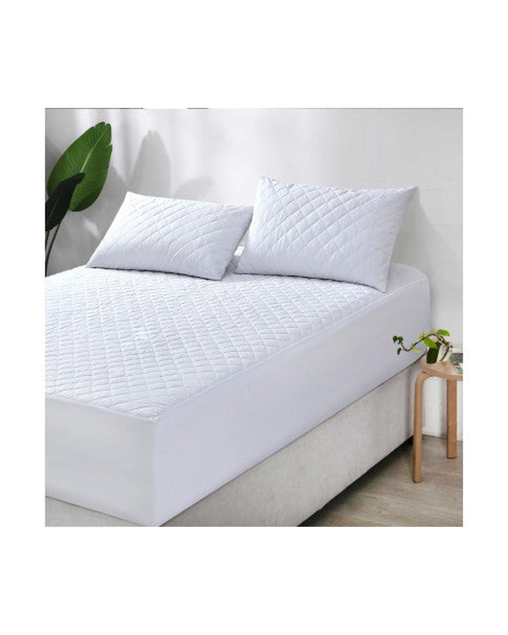 Elan Linen Mattress Protector Elan Linen 100% Cotton Quilted Fully Fitted 50cm Deep Waterproof Mattress Protector