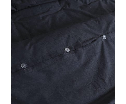 Elan Linen Quilt Cover Elan Linen 100% Egyptian Cotton Vintage Washed 500TC Quilt Cover Set - Charcoal