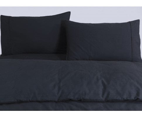 Elan Linen Quilt Cover Elan Linen 100% Egyptian Cotton Vintage Washed 500TC Quilt Cover Set - Charcoal