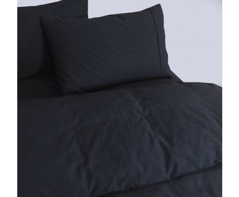 Elan Linen Quilt Cover Elan Linen 100% Egyptian Cotton Vintage Washed 500TC Quilt Cover Set - Charcoal