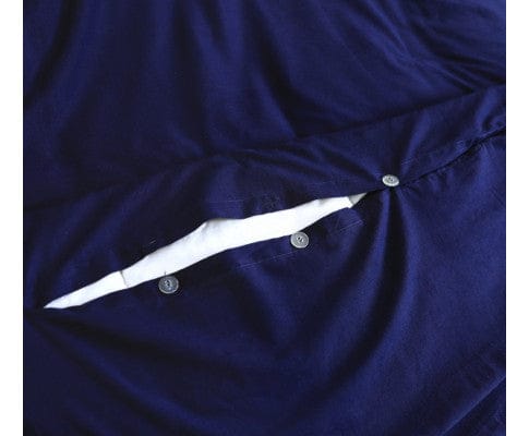 Elan Linen Quilt Cover Elan Linen 100% Egyptian Cotton Vintage Washed 500TC Quilt Cover Set - Navy