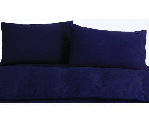 Elan Linen Quilt Cover Elan Linen 100% Egyptian Cotton Vintage Washed 500TC Quilt Cover Set - Navy