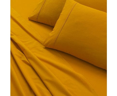 Elan Linen Bed Sheets Elan Linen 100% Egyptian Cotton Vintage Washed 500TC Sheets Set - Mustard