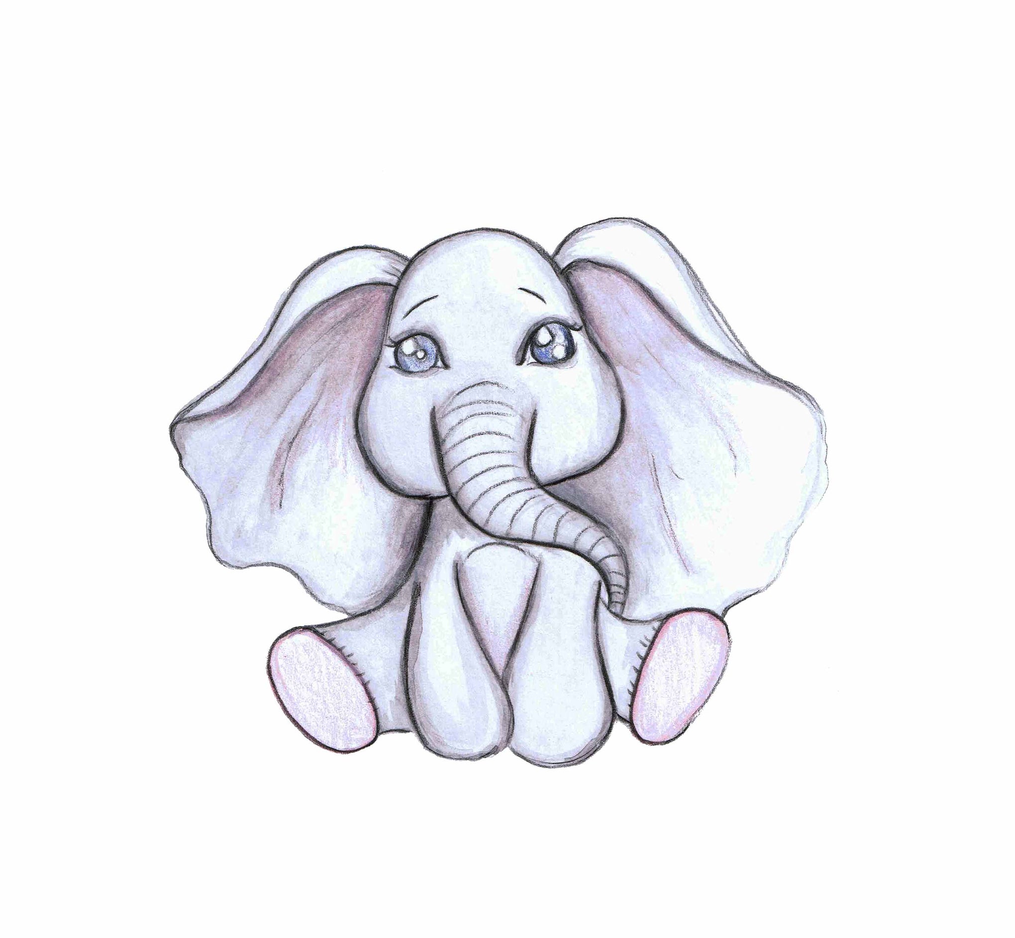 Single Baby Elephant Polka Art Prints