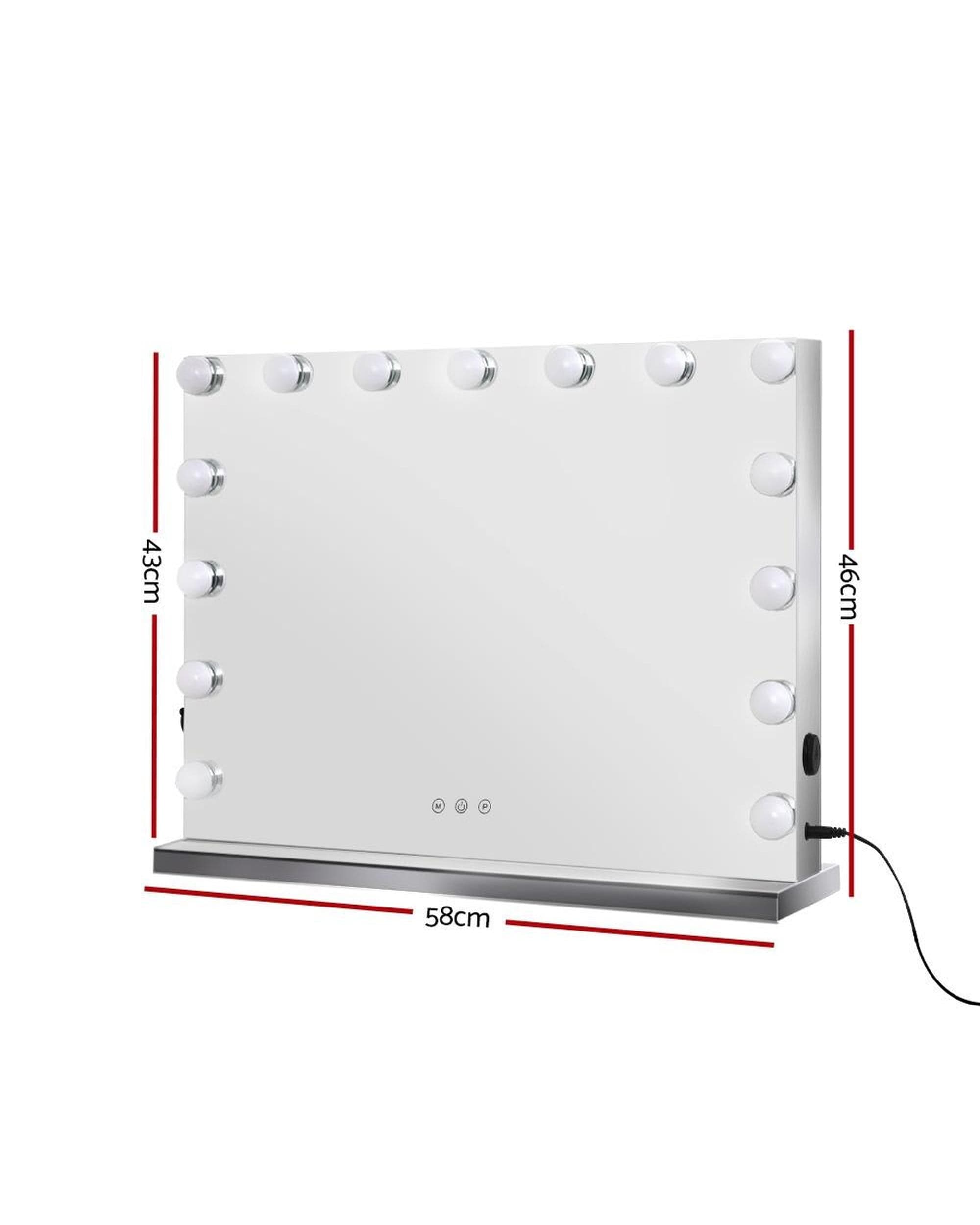 Embellir Mirror Hollywood Frameless Makeup Mirror With 15 LED Lighted Vanity Beauty 58cm x 46cm