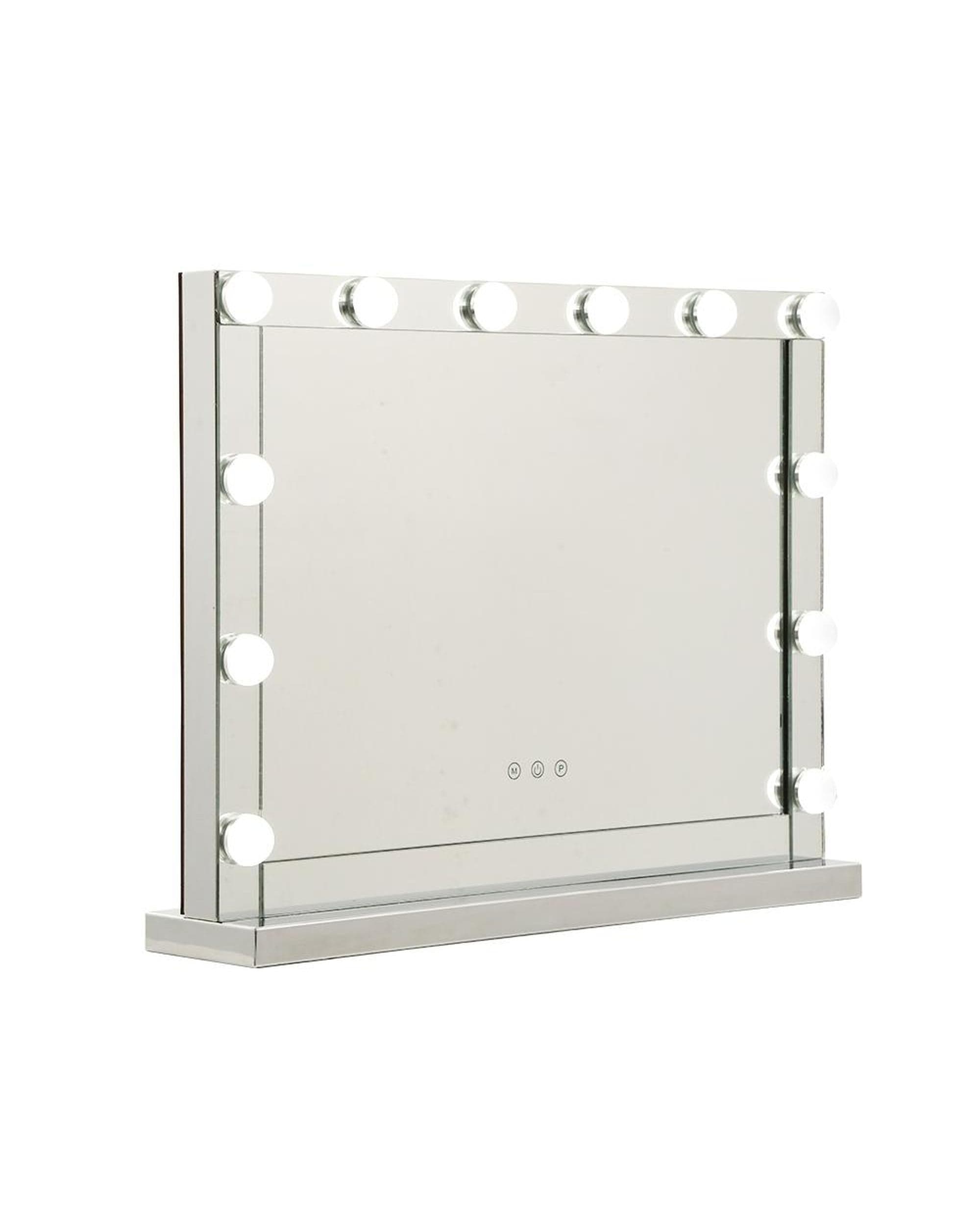 Embellir Mirror Hollywood Makeup Mirror With Light 12 LED Bulbs Vanity Lighted Silver 58cm x 46cm