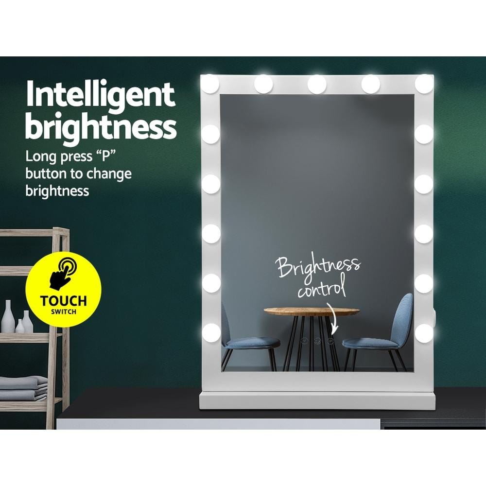 Embellir Mirror Hollywood Makeup Mirror With Light 15 LED Bulbs Vanity Lighted Stand