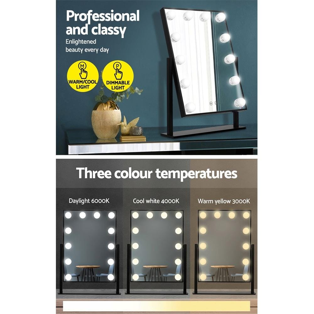 Embellir Mirror LED Standing Makeup Mirror - Black