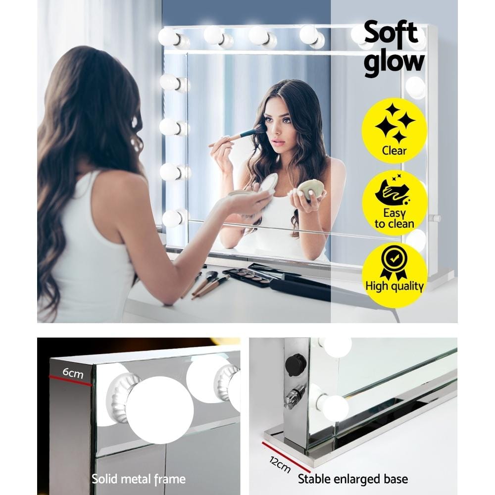 Embellir Mirror Make Up Mirror with LED Lights - Silver