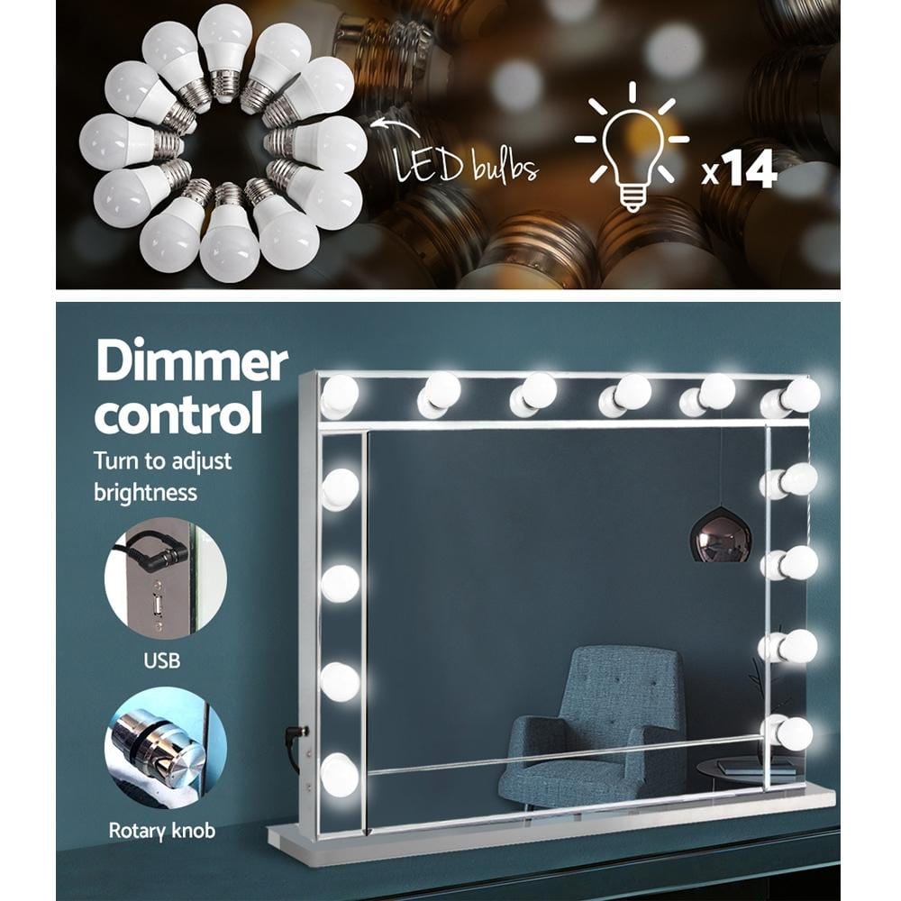 Embellir Mirror Make Up Mirror with LED Lights - Silver