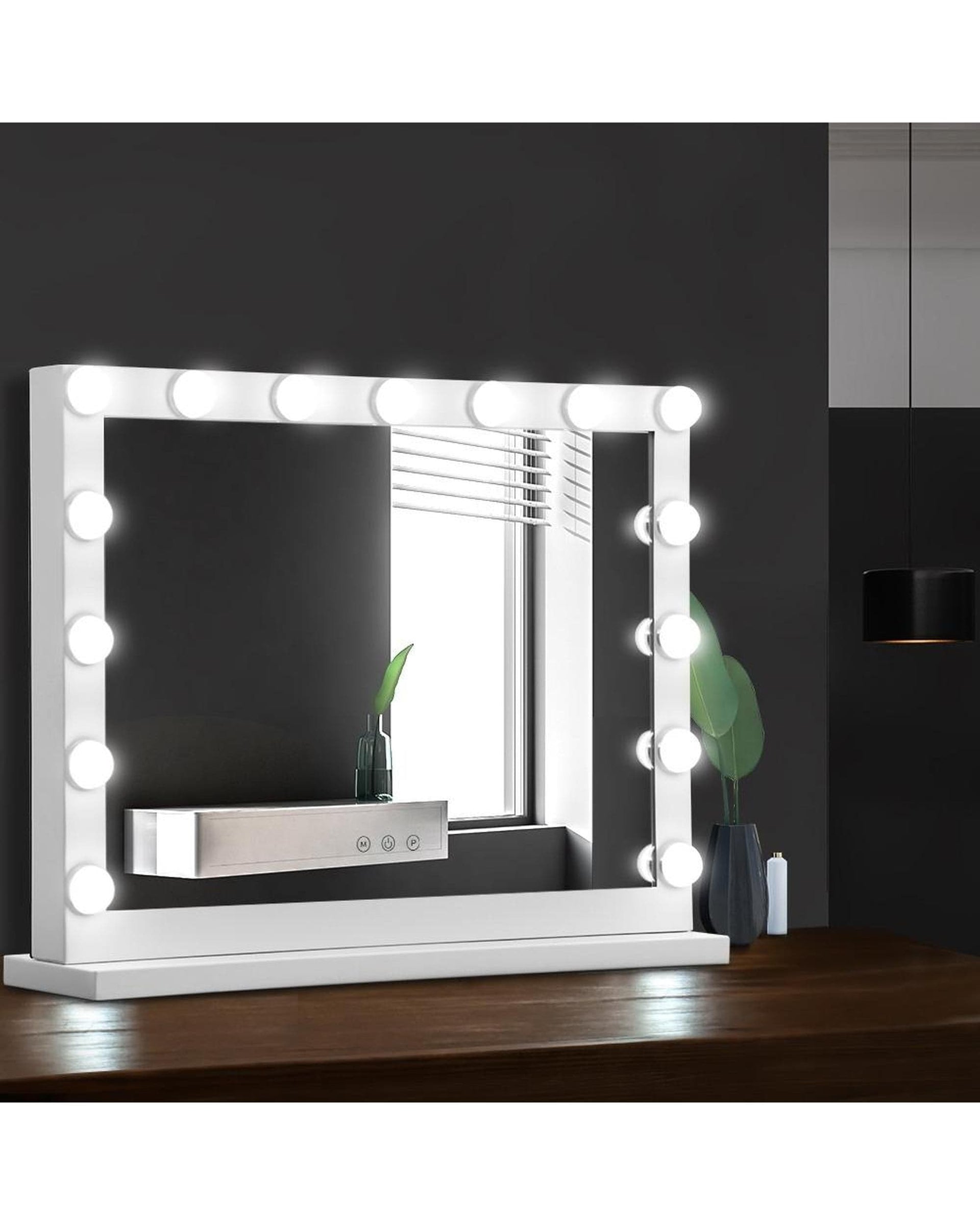 Embellir Mirror Makeup Mirror With Light Hollywood 15 LED Bulbs Vanity Lighted White 58cm x 46cm