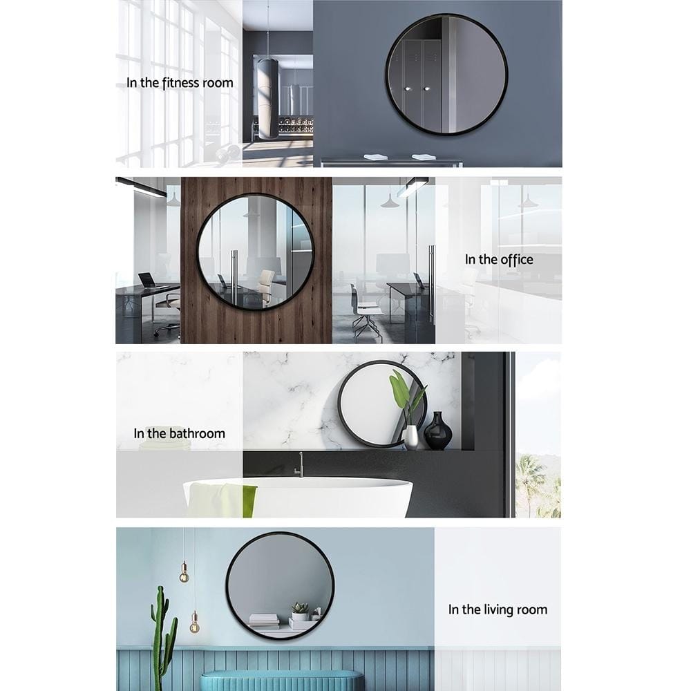 Embellir Mirror Round Wall Mirror 70cm Makeup Bathroom Mirror Frameless