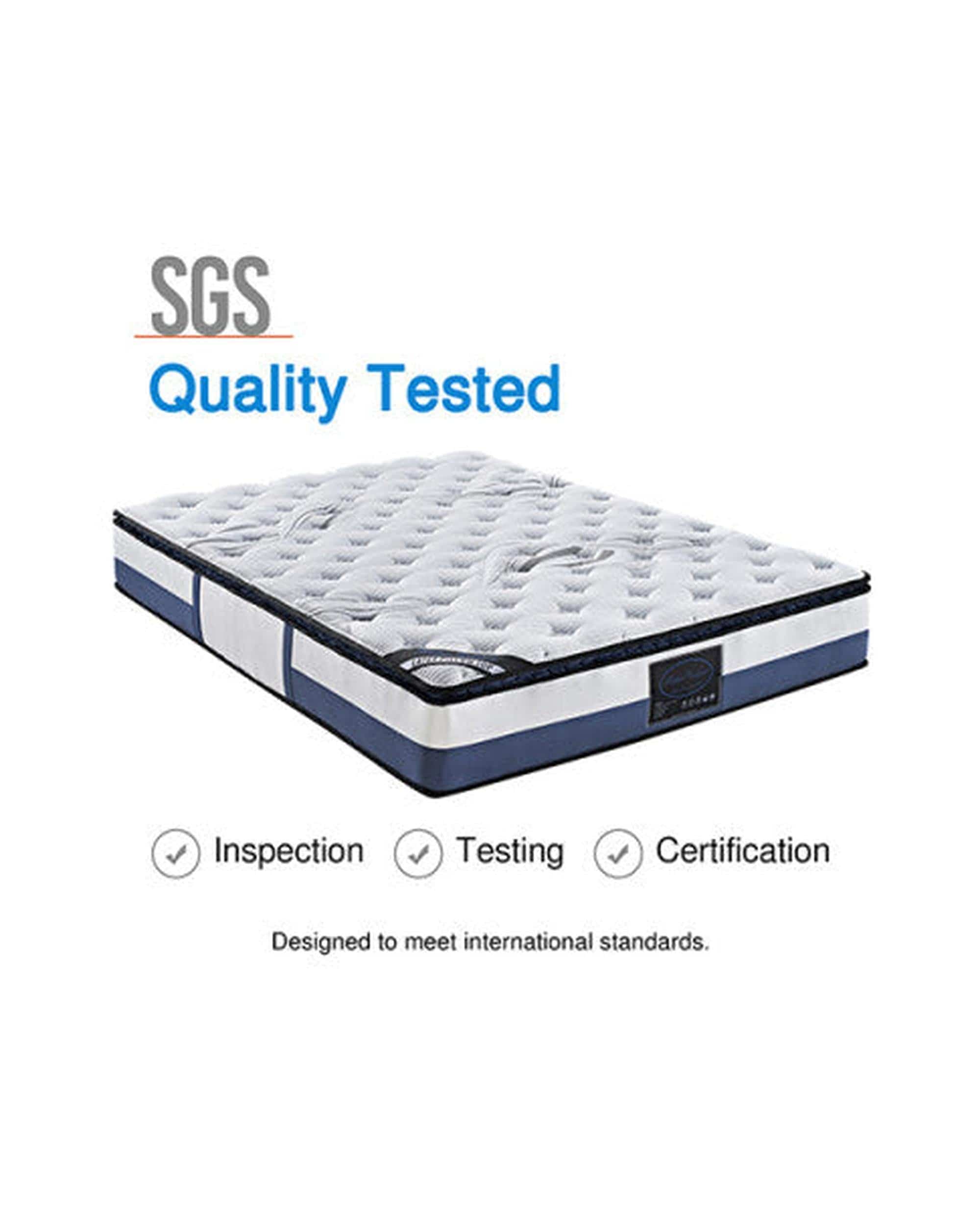 Feather Comfort Mattresses Mattress Latex Pillow Top Pocket Spring Foam Medium Firm Bed - 5 Sizes