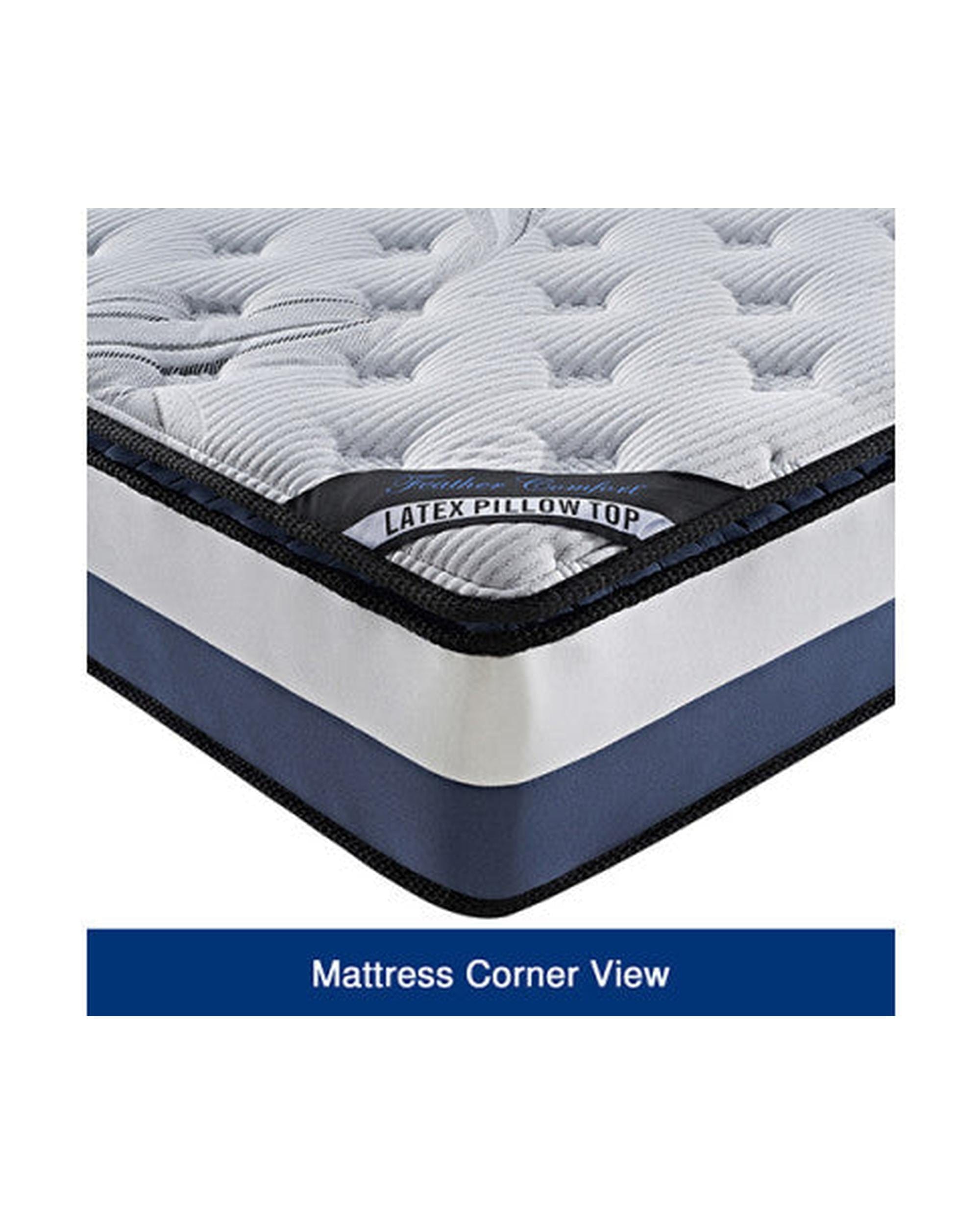 Feather Comfort Mattresses Mattress Latex Pillow Top Pocket Spring Foam Medium Firm Bed - 5 Sizes