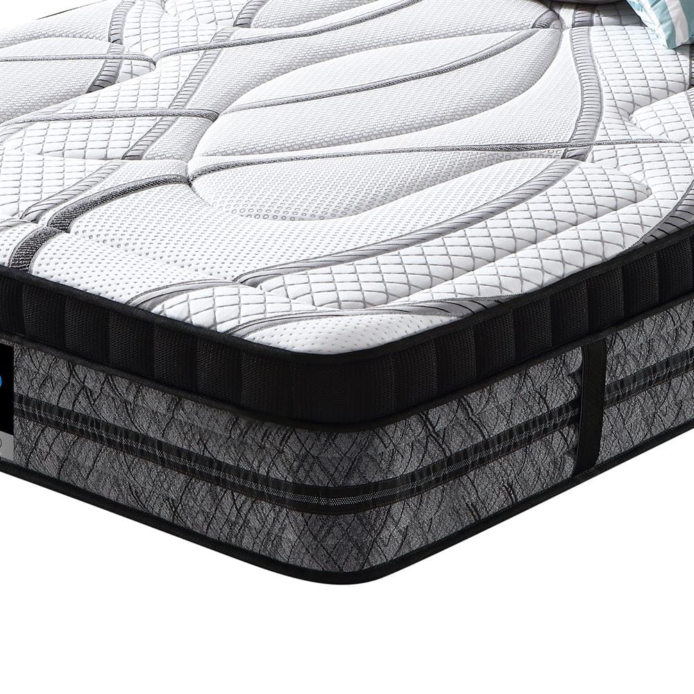 Feather Comfort Mattresses Pocket Coil Spring Foam Firm Bed 32cm Thick Mattress