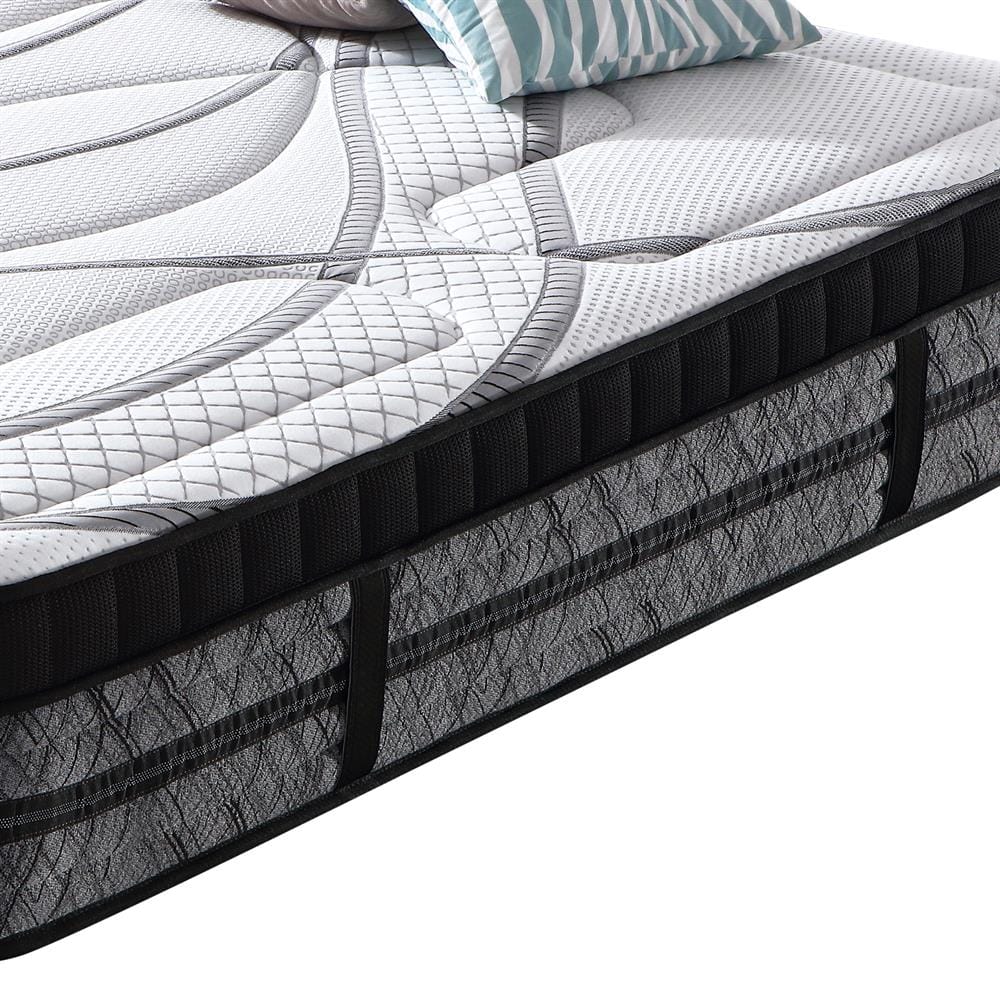 Feather Comfort Mattresses Pocket Coil Spring Foam Firm Bed 32cm Thick Mattress