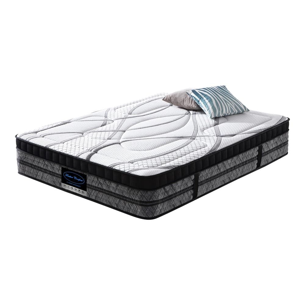 Feather Comfort Mattresses Pocket Coil Spring Foam Firm Bed 32cm Thick Mattress