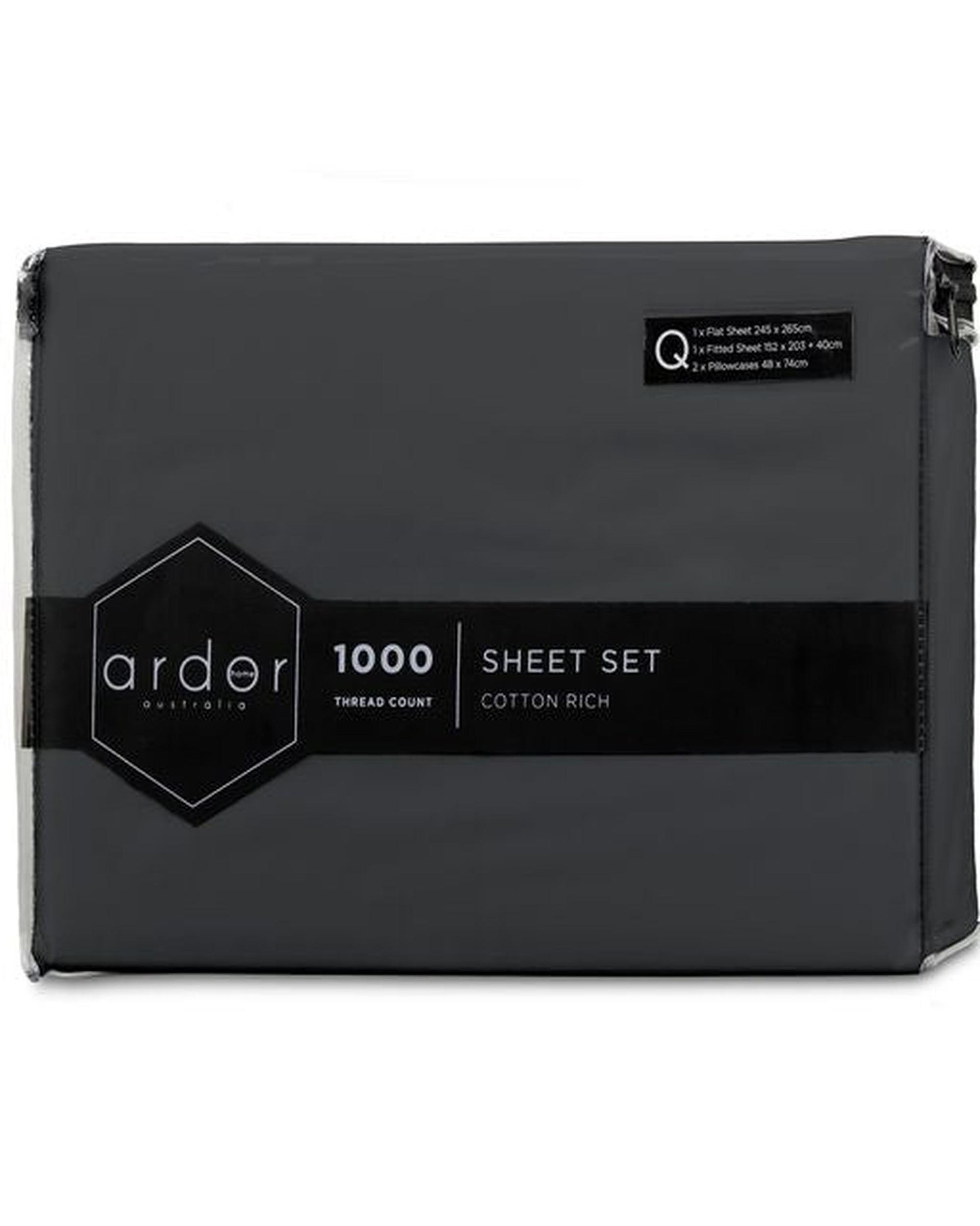 Ardor 1000TC Cotton Rich Sheet Set - 6 Colours Ardor Bedding