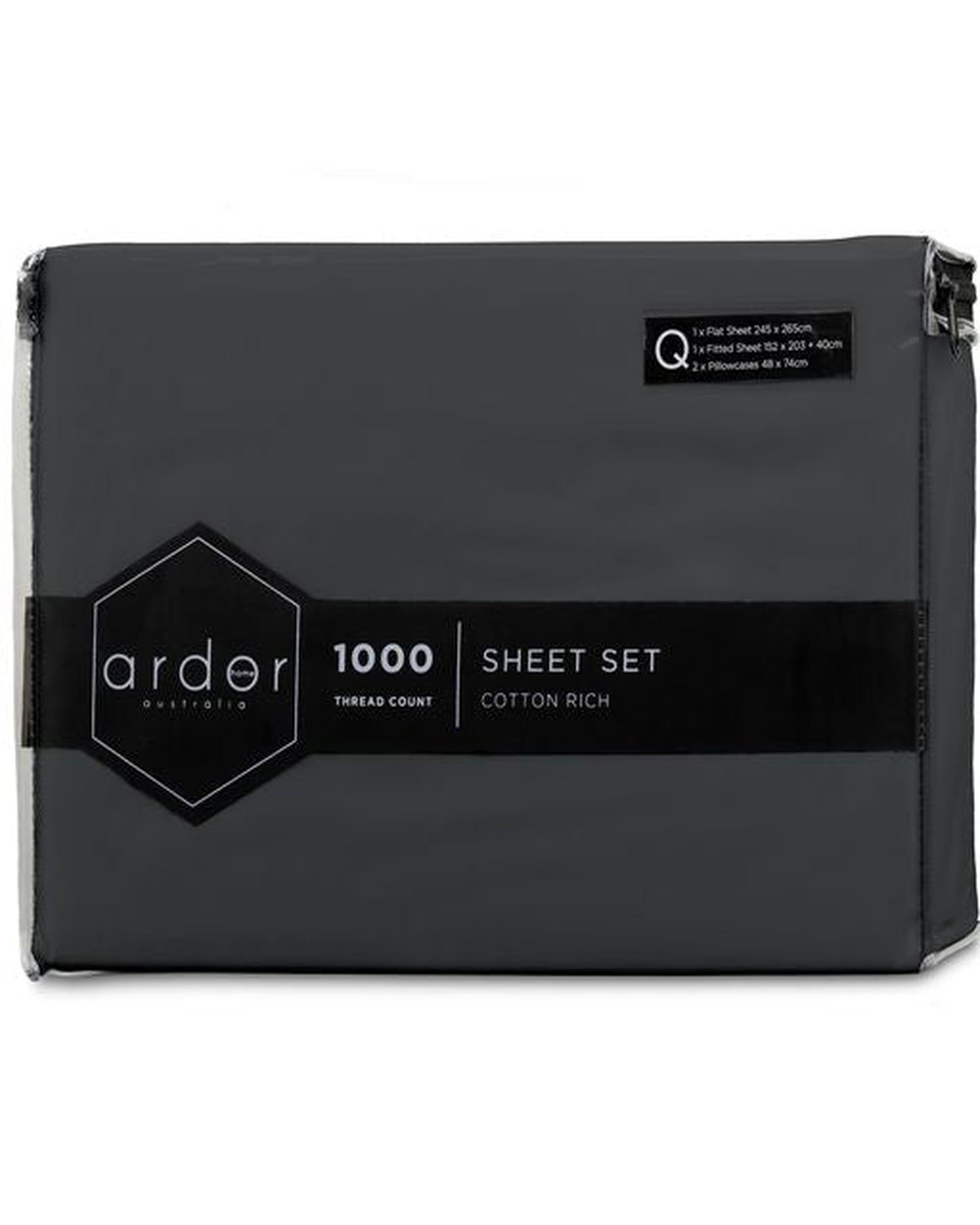 Ardor 1000TC Cotton Rich Sheet Set - 6 Colours Ardor Bedding