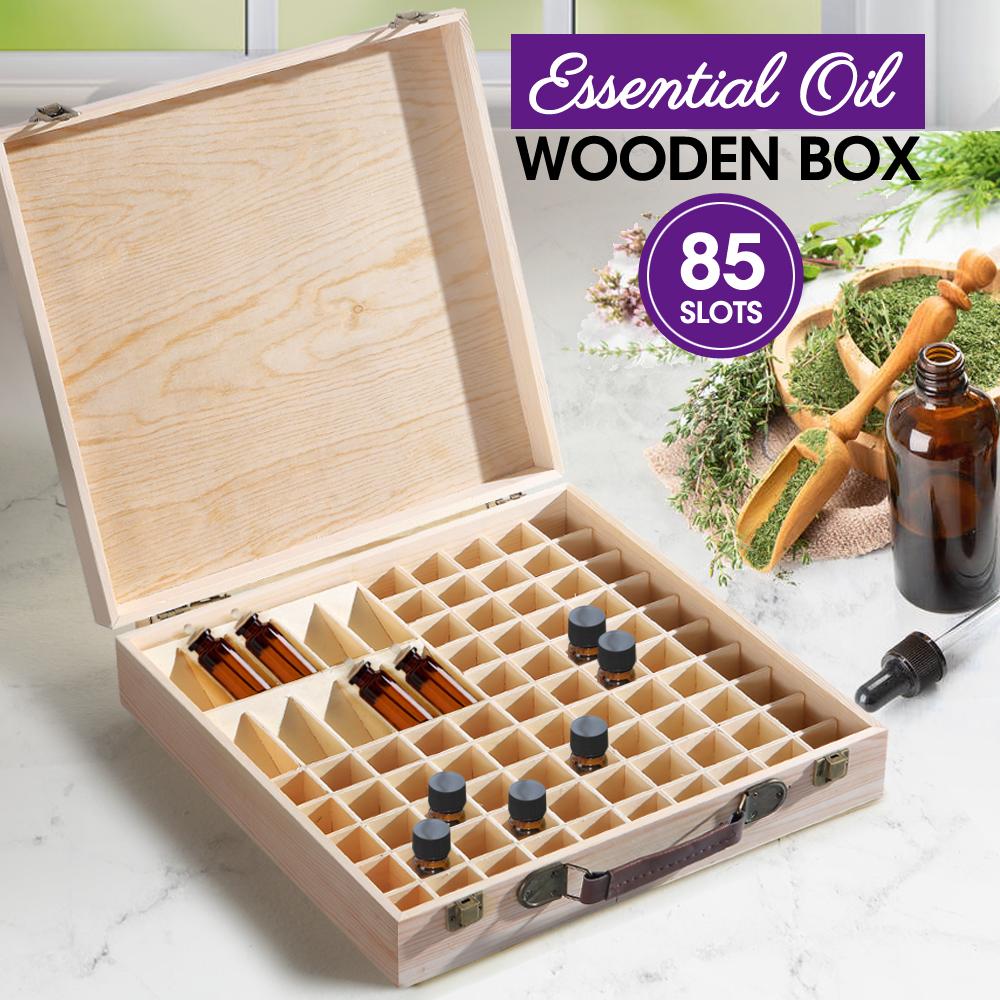 Essential Oil Storage Box Wooden 85 Slots Aromatherapy Container Organiser Case Big Bedding Australia