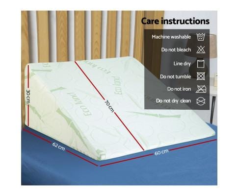 Giselle Pillows/Cushions 2X Memory Foam Wedge Pillow Neck Back Support with Cover Waterproof Bamboo