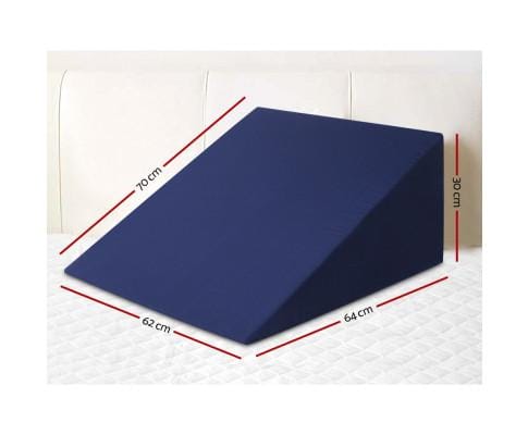 Giselle Pillows/Cushions 2X Memory Foam Wedge Pillow Neck Back Support with Cover Waterproof Blue