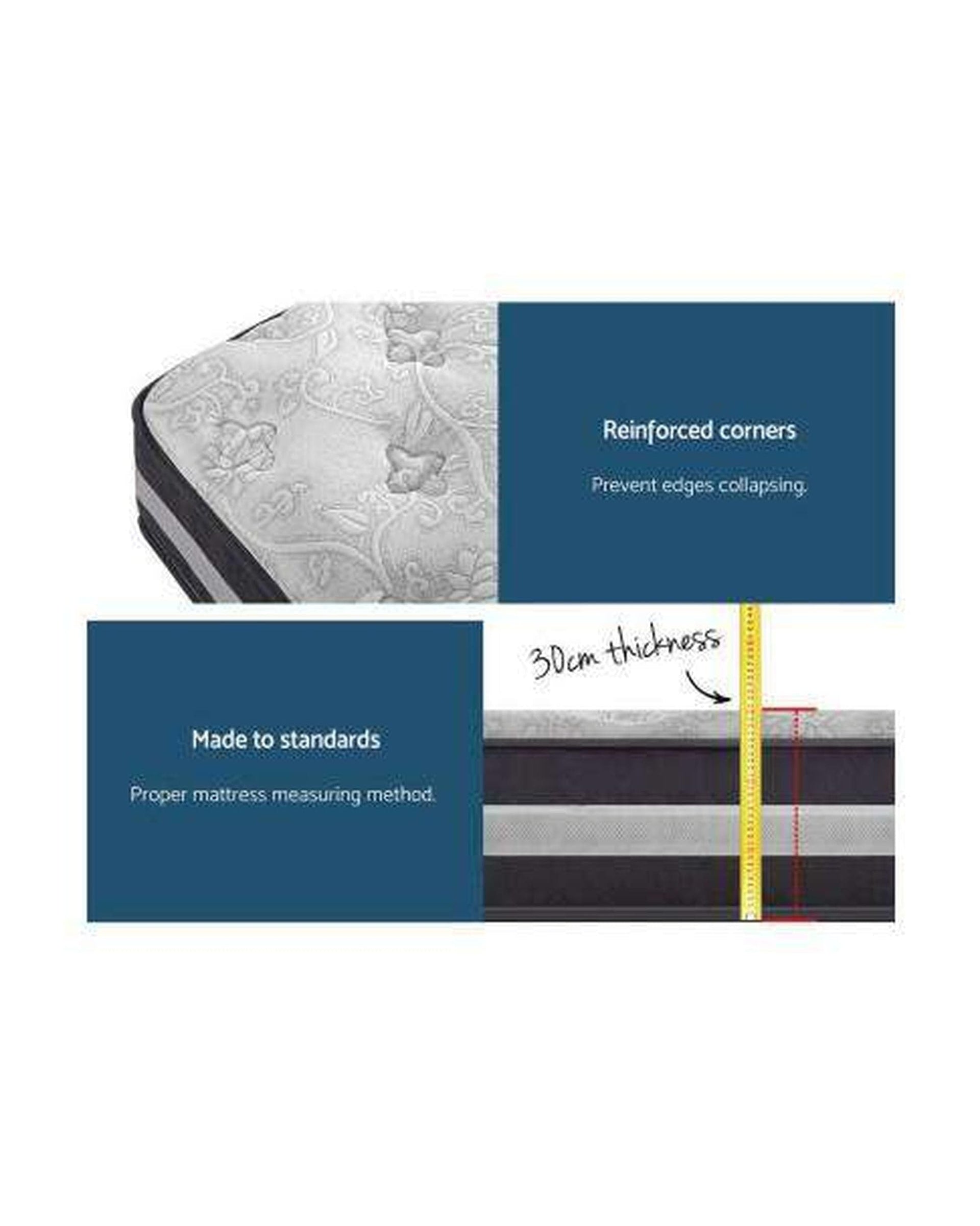 Giselle Mattresses 30cm Devine Mattress Bed 7 Zone - Medium Firm