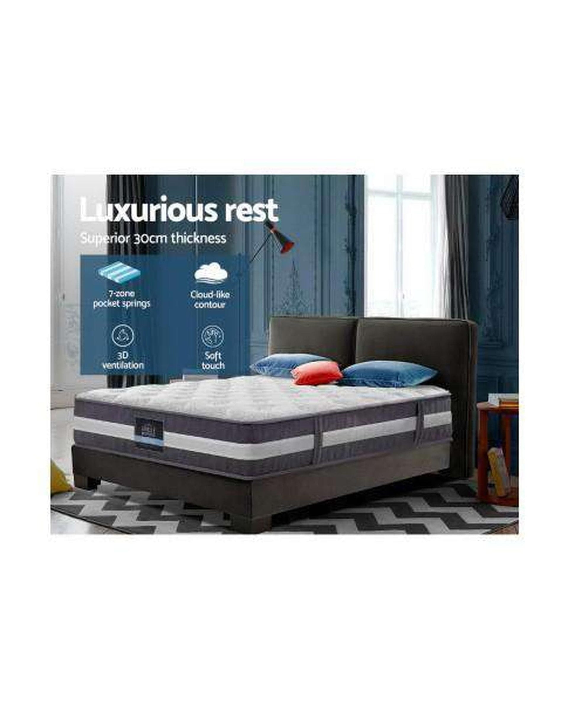 Giselle Mattresses 30cm Devine Mattress Bed 7 Zone - Medium Firm