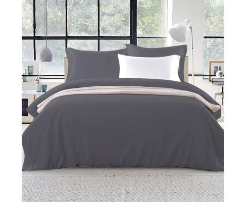 Giselle Quilt Cover Classic Quilt Cover Set - Charcoal