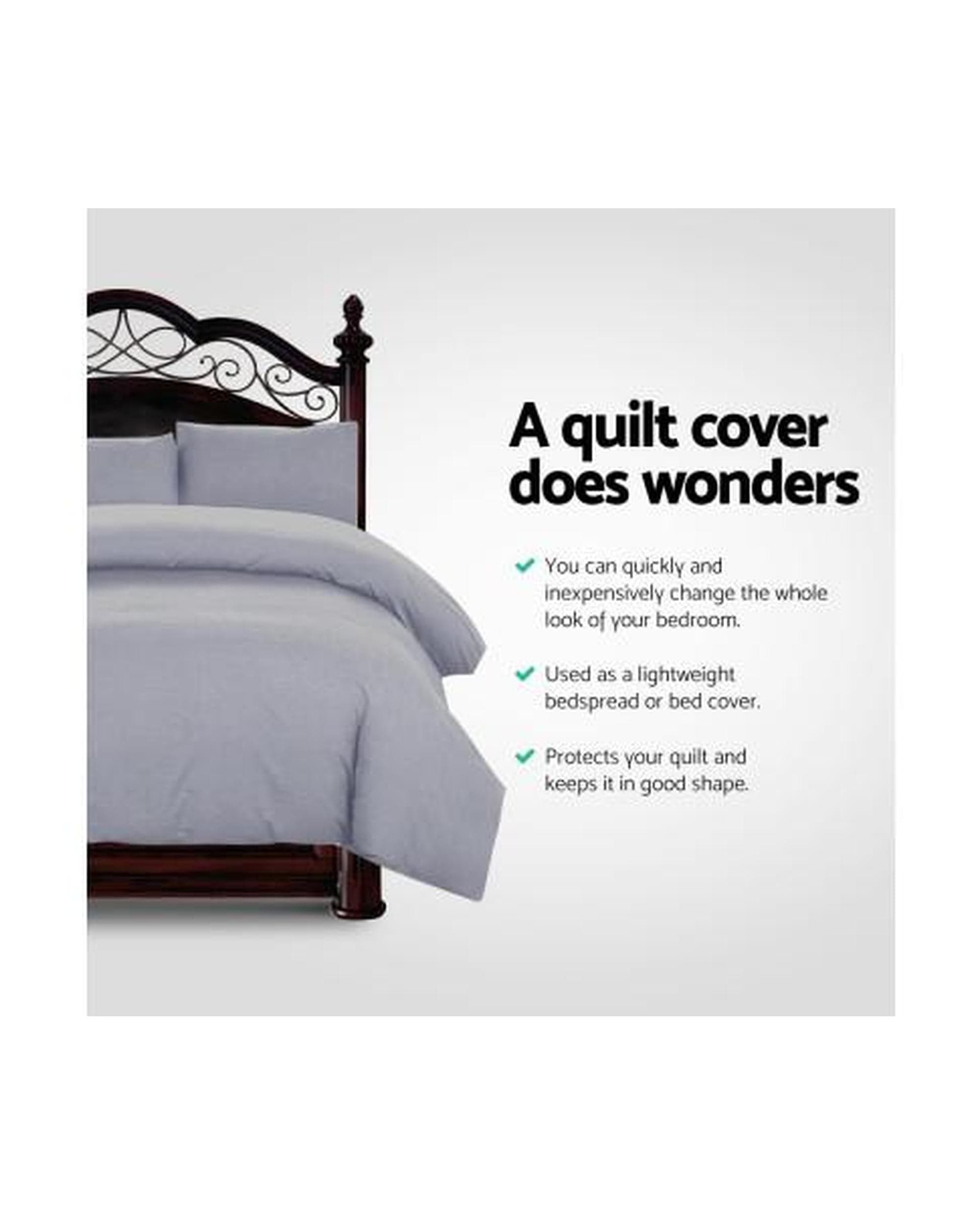 Giselle Quilt Cover Classic Quilt Cover Set - Grey
