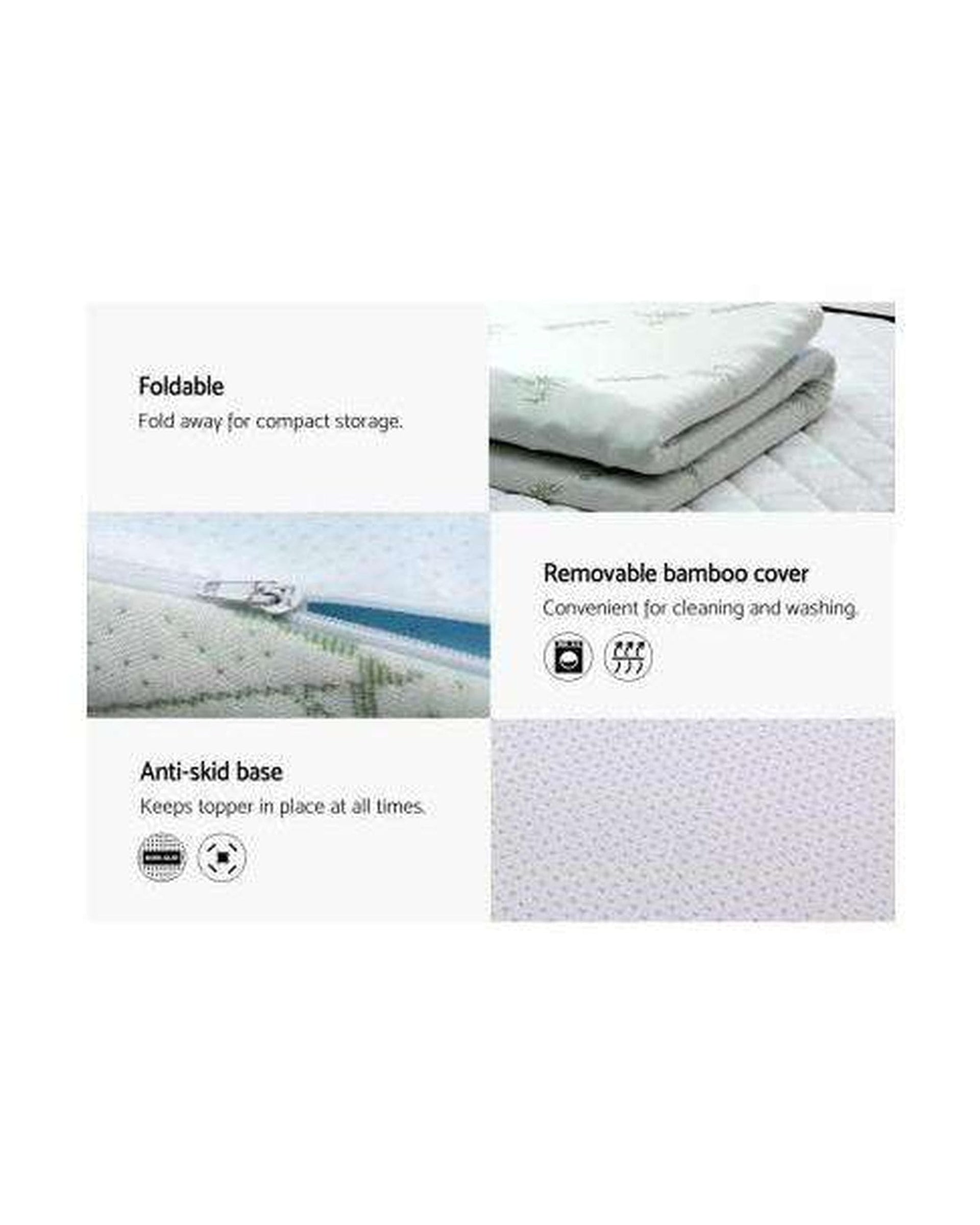 Giselle Mattress Topper Cool Gel Bamboo Cover Memory Foam Mattress Topper-  8CM 7 Zone