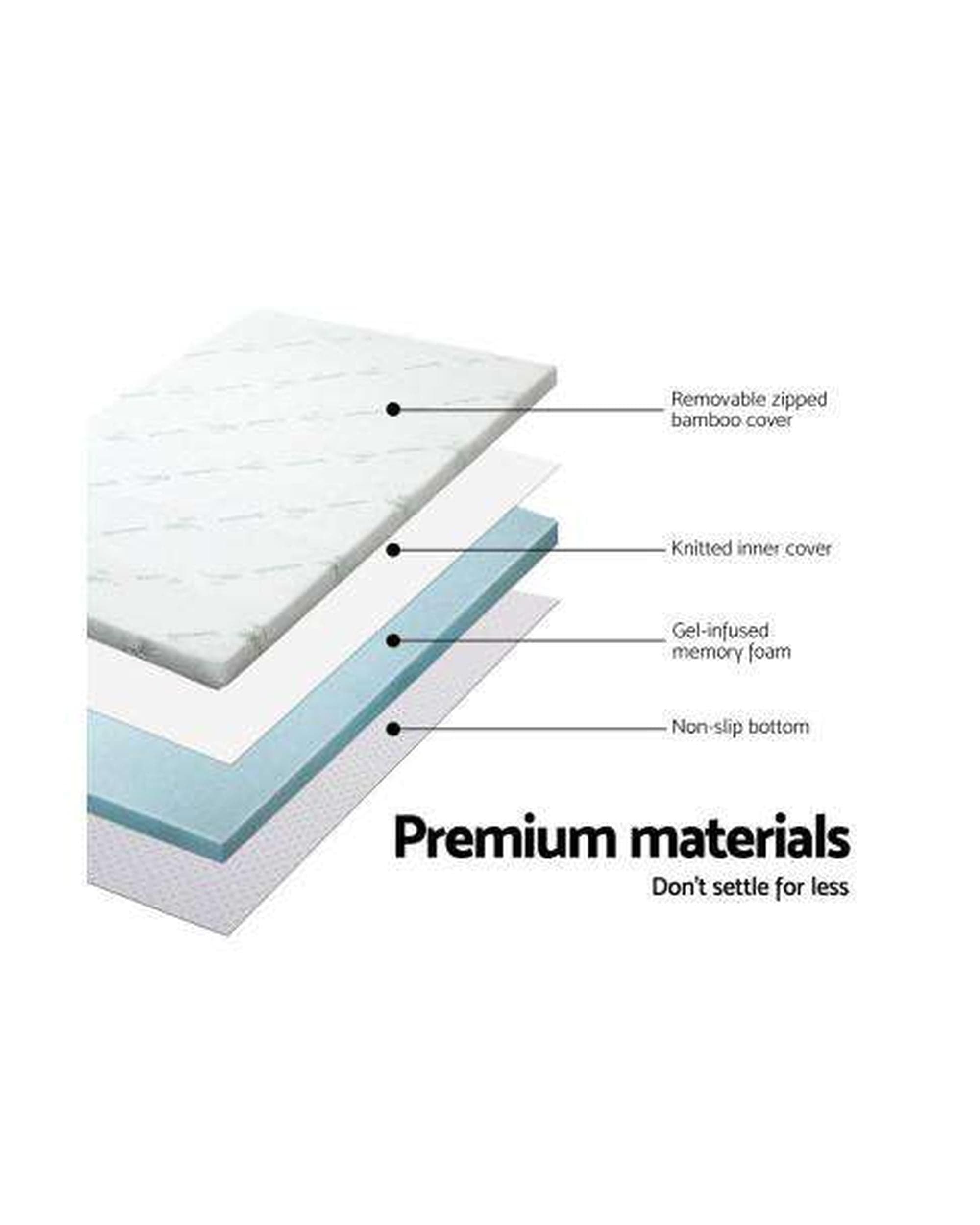 Giselle Mattress Topper Cool Gel Memory Foam Mattress Topper Bamboo Cover 5CM