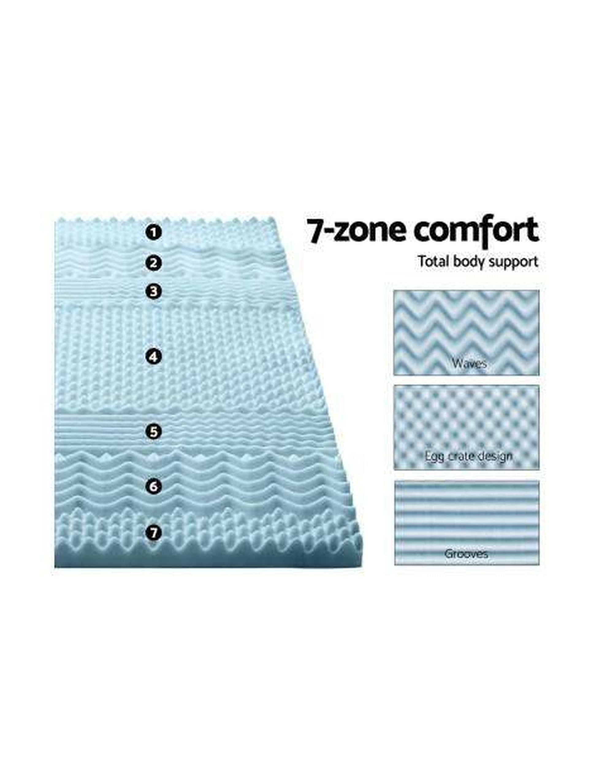 Giselle Mattress Topper Cool Gel Memory Foam Mattress Topper Bamboo Cover 5CM 7-Zone