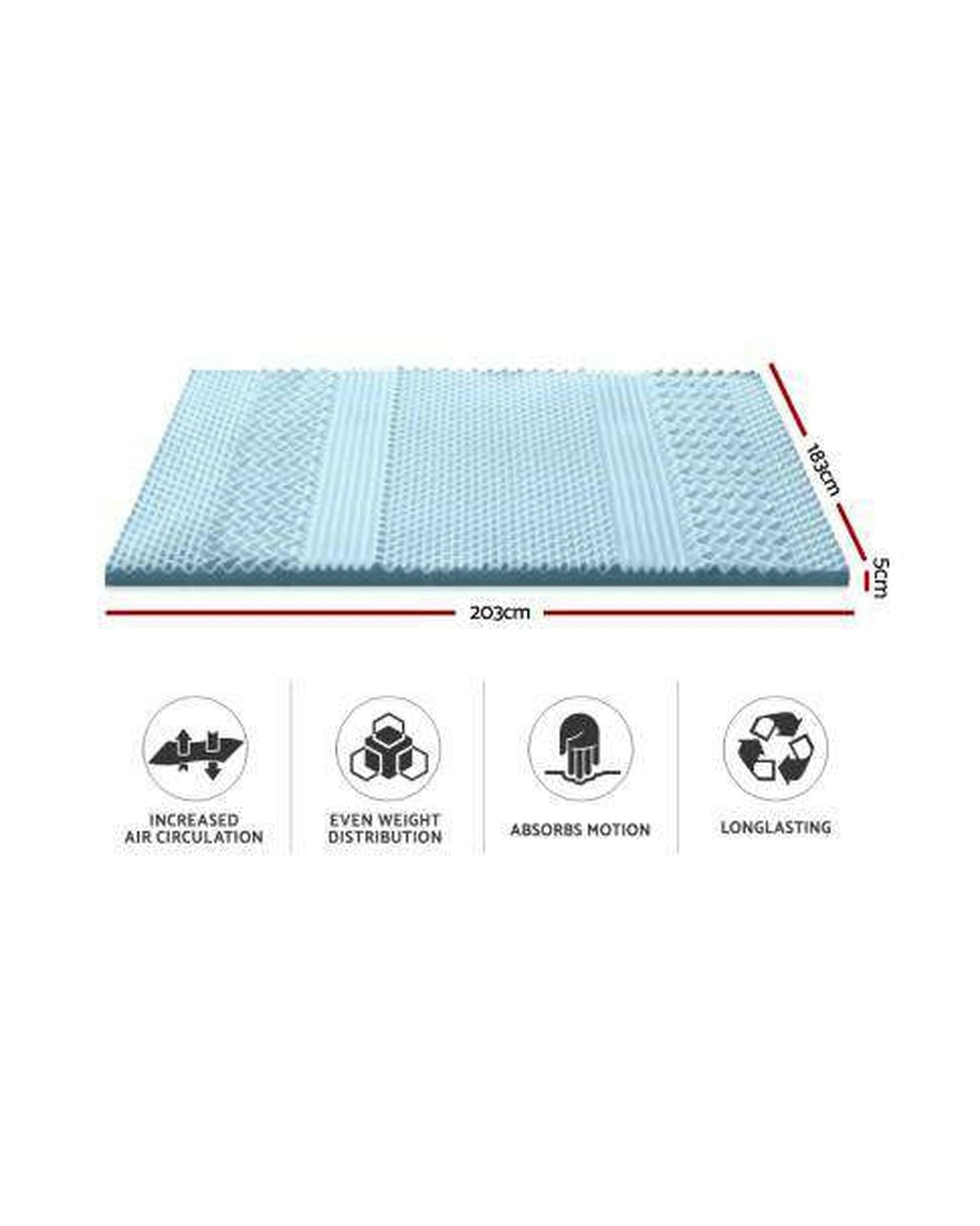 Giselle Mattress Topper Cool Gel Memory Foam Mattress Topper Bamboo Cover 5CM 7-Zone