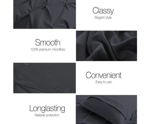 Giselle Quilt Cover Diamond Pintuck Quilt Cover Set - Black