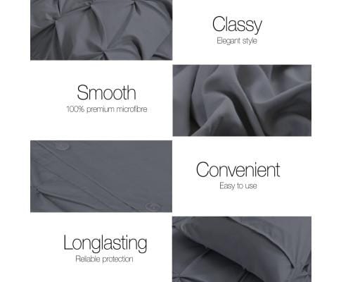 Giselle Quilt Cover Diamond Pintuck Quilt Cover Set - Charcoal