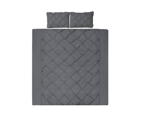 Giselle Quilt Cover Diamond Pintuck Quilt Cover Set - Charcoal